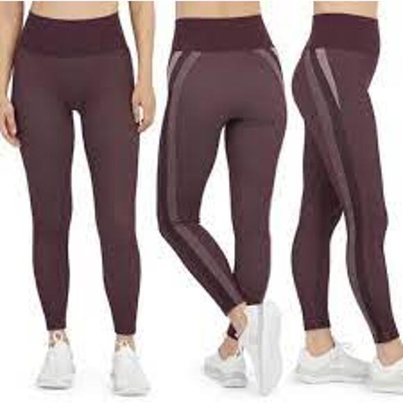 Spanx Seamless Track Stripe Leggings Jammy Plum Large - Picture 1 of 5